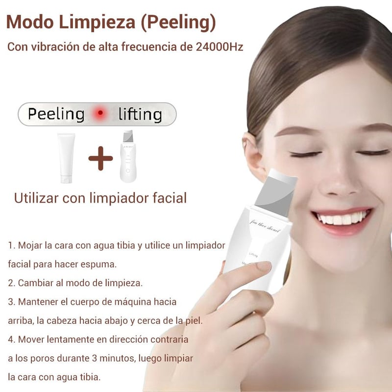 🌹 Nueva Rejuvenecedora Peeling Ultrasonico Facial 🌹 Elimiador De Impurezas y Aclarador Facial 🌸