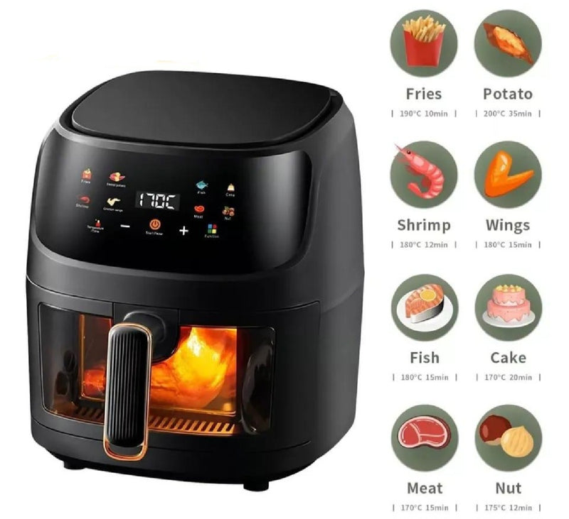 Freidora de aire air fryer 8 litros vidr