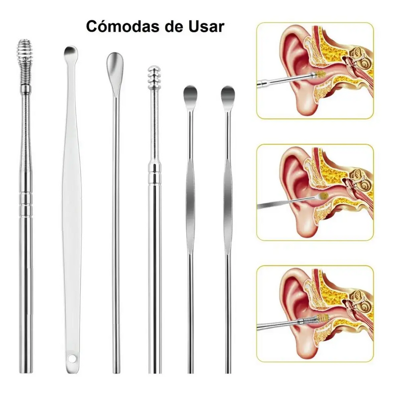 Kit de Limpieza de Oidos Profesional 6pcs