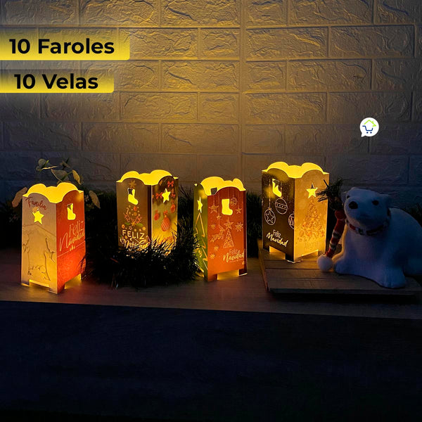 Faroles Navidad X10 Velas Farol NVX10