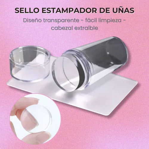 💅NAILSTAM™🎀 ESTAMPADOR DE UÑAS TRANSPARENTE💃